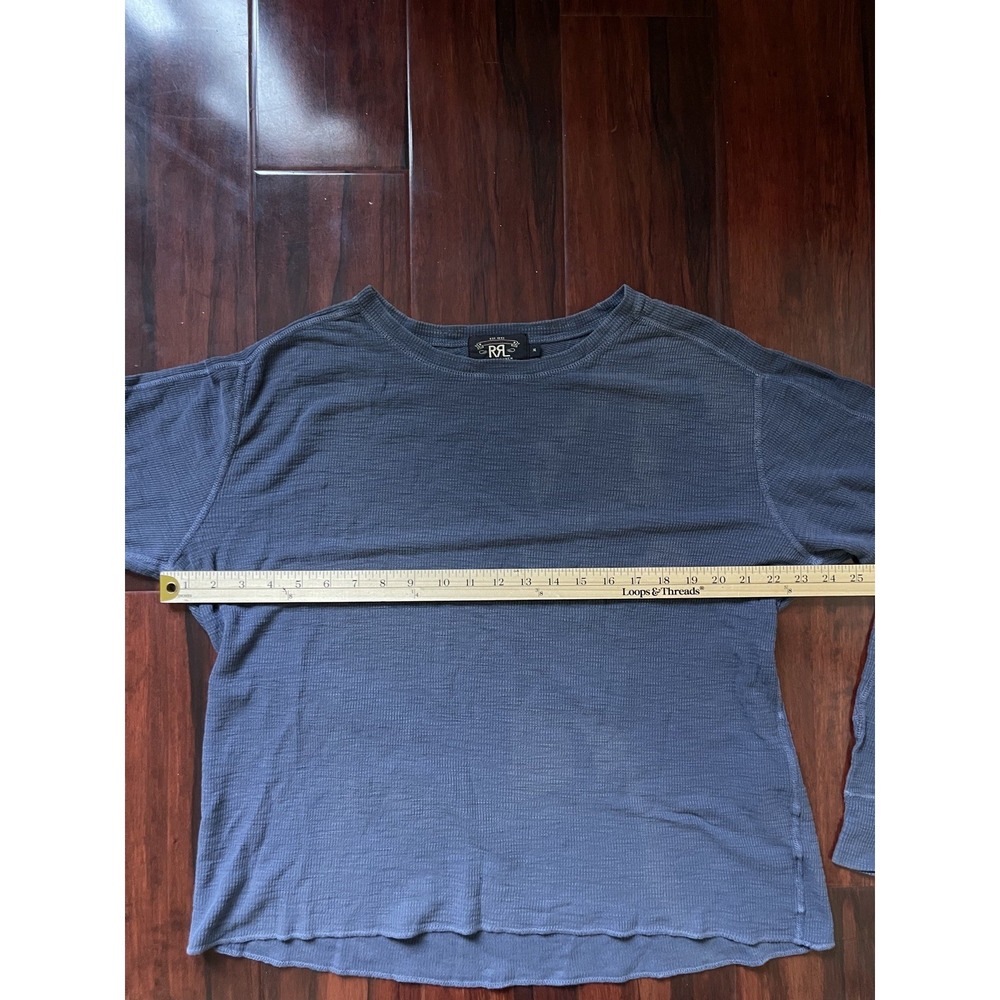 RRL Ralph Lauren Waffle Knit Long Sleeve Shirt Blue Double RL Size XL Preowned - Picture 4 of 8